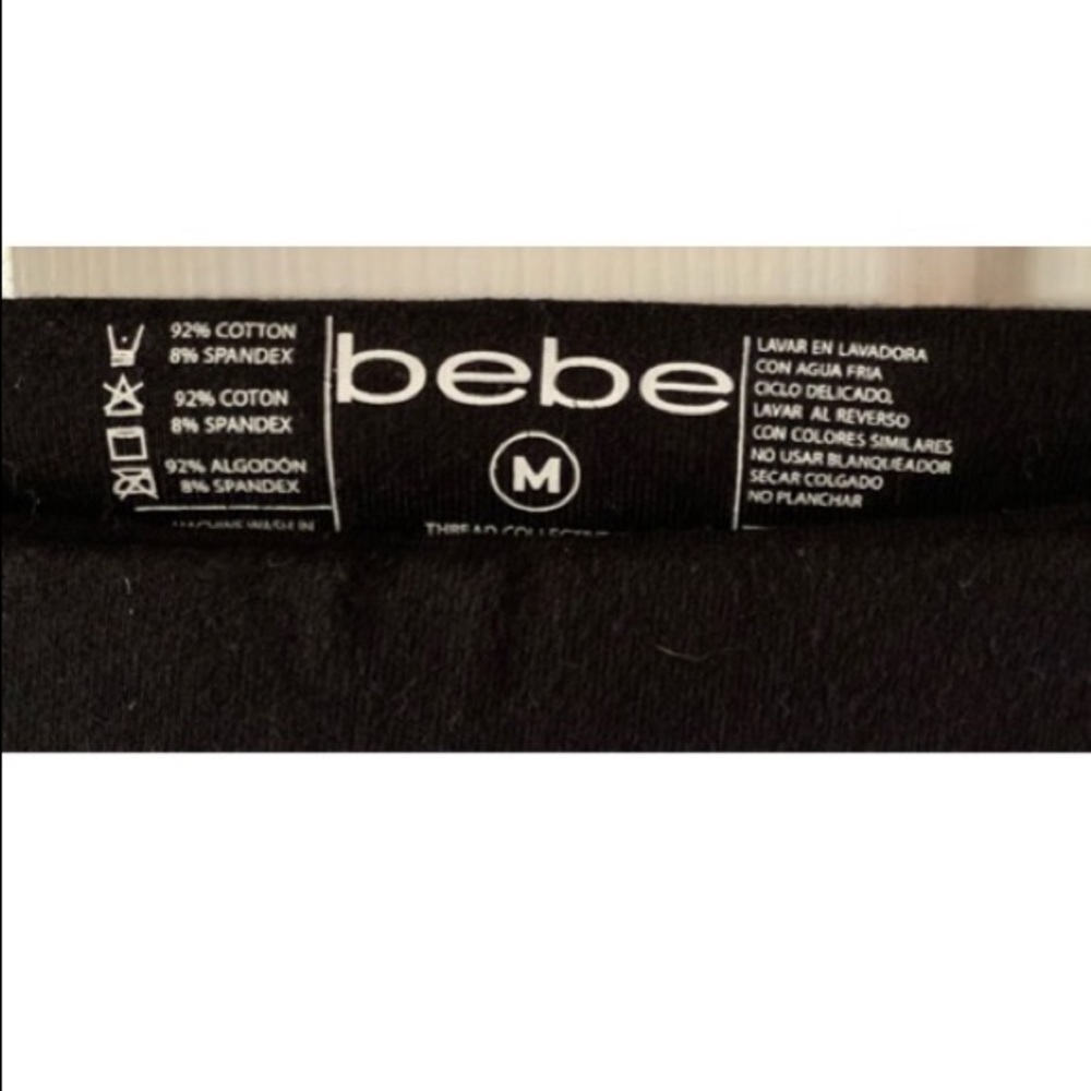 🦋 BEBE Black Leggings Silver Logo NWT M - Picture 4 of 6